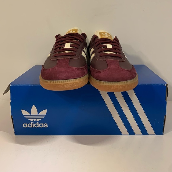 SOLD [NEW] ADIDAS SAMBA OG MAROON GOLD METALLIC WOMENS SIZE 9 SNEAKERS [DMG BOX] - Picture 4 of 15
